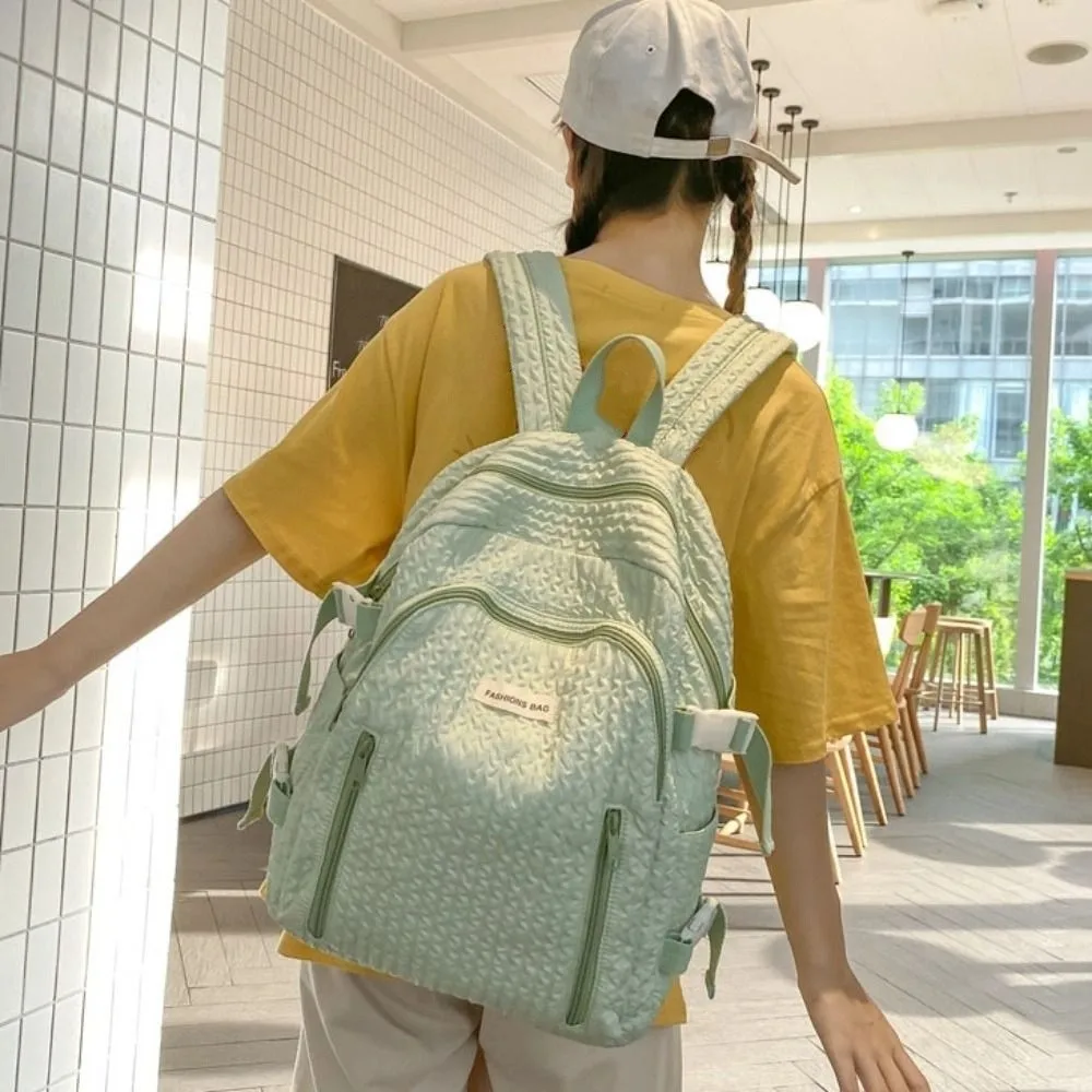 Tas Sekolah Siswa Warna Solid Ransel Kapasitas Besar Tahan Air Warna Permen Tas Ransel Sederhana untuk Kuliah Pria Wanita