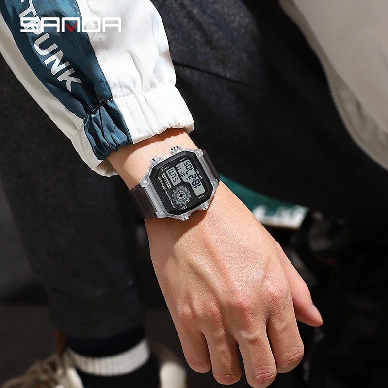 SANDA-reloj deportivo Digital para hombre, cronógrafo militar con pantalla LED, resistente al agua hasta 50M, de lujo, a la moda, nuevo