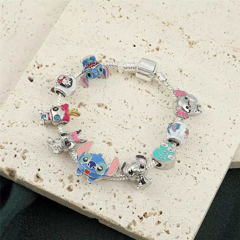 

Disney Lilo Stitch Bracelet Jewelry Cartoon Cute Stitch Beaded Bracelet Kawaii Luxury Versatile Girlish Heart Bracelets Gifts