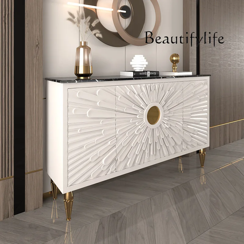 

Italian entrance modern simple rock slab shoe cabinet solid wood light luxury screen cabinet partition cabinet living room dinin