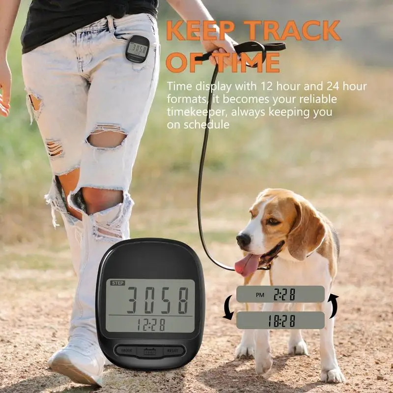 

Small Pedometer Digital LCD Display Walking Pedometer Step Counter With Clock Function Portable Senior-Friendly Odometer