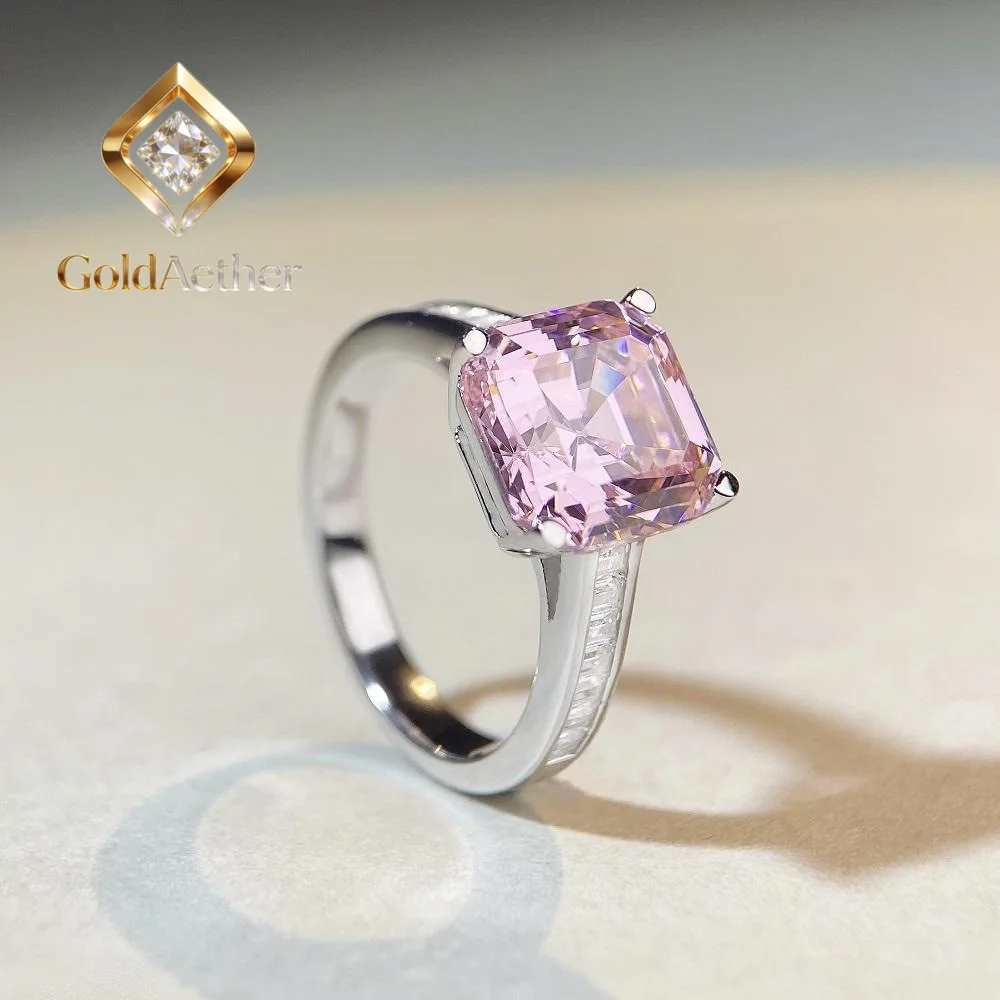 

Luxury white gold solid platinum PT950 Asche pink diamond ring women's ring