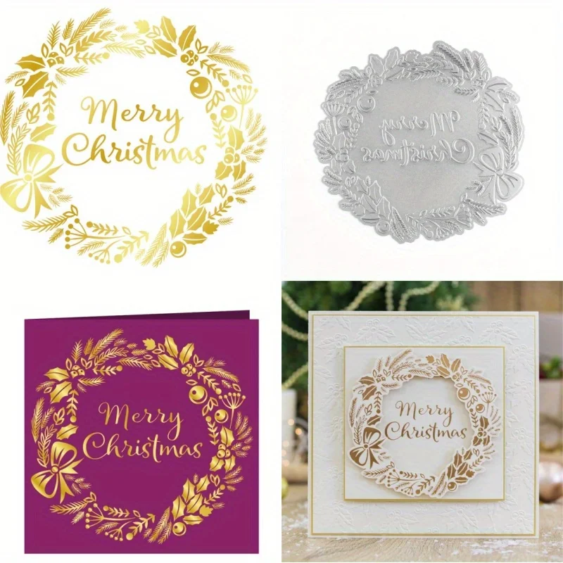 Merry Christmas Flower Wreath Cutting Dies For DIY Scrapbooking Embossed Photo Album Decoration Card Making Hot Foil Plates