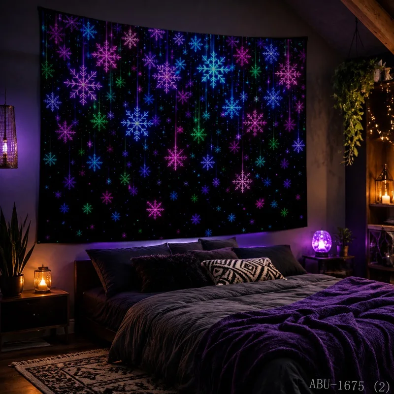VIKAMA Blacklight UV Reactive Glow Tapestry Wall Hanging, Non-Fading Print, Wall Art for Bedroom Dorm Party Game Room Bar Decor