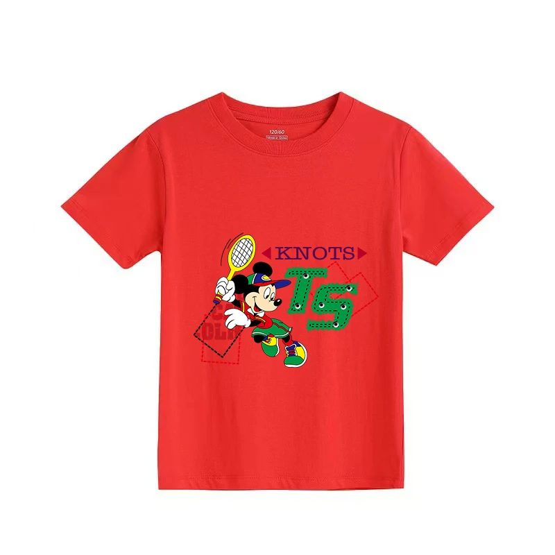 

Summer Children Boy Clothes Disney Happy Minnie Cartoon Prints T-shirts Fashion Kid Girls Crew Neck Top