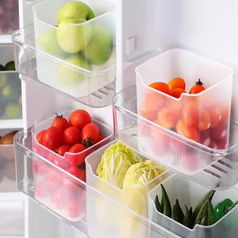 Refrigerator Storage Box  Fresh Vegetable Fruit Boxes Fridge Side Door Container Kitchen Organizer Crisper Desktop Storage Box