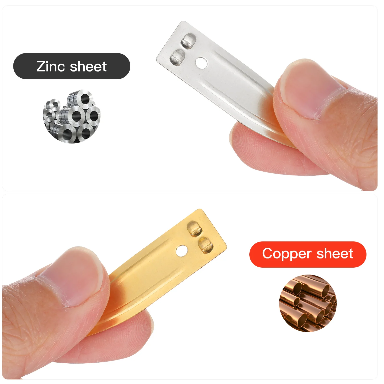 

Zinc Anode Sheet with Copper Strip 30pcs for Fruit Experiment Science Project Supplies