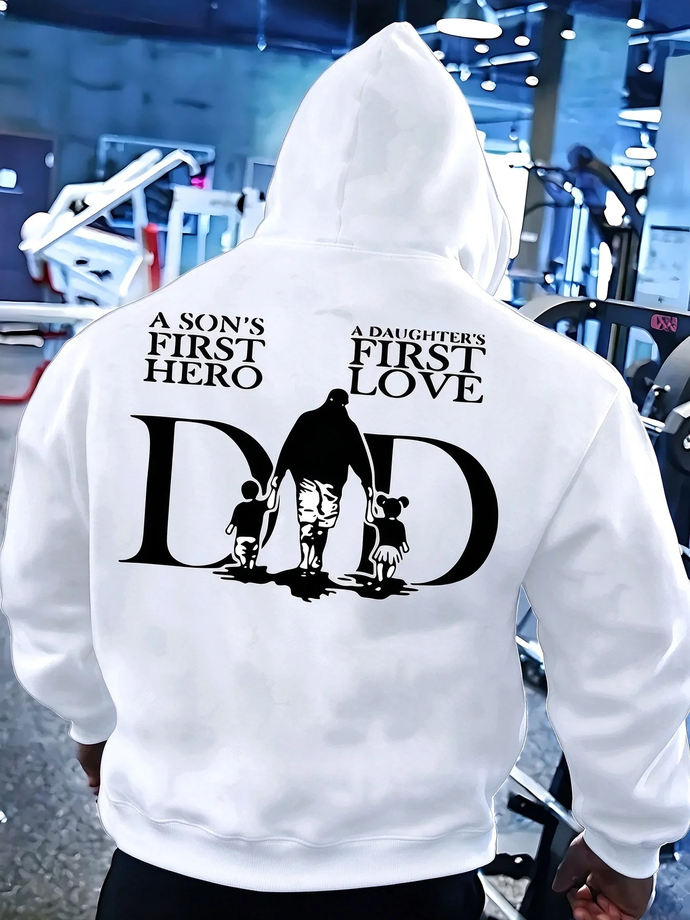 Moletom Masculino de Fleece com Estampa Gráfica para o Dia dos Pais, Moletom Quente de Inverno, Roupa Esportiva, Moletom Casual Solto para Treino