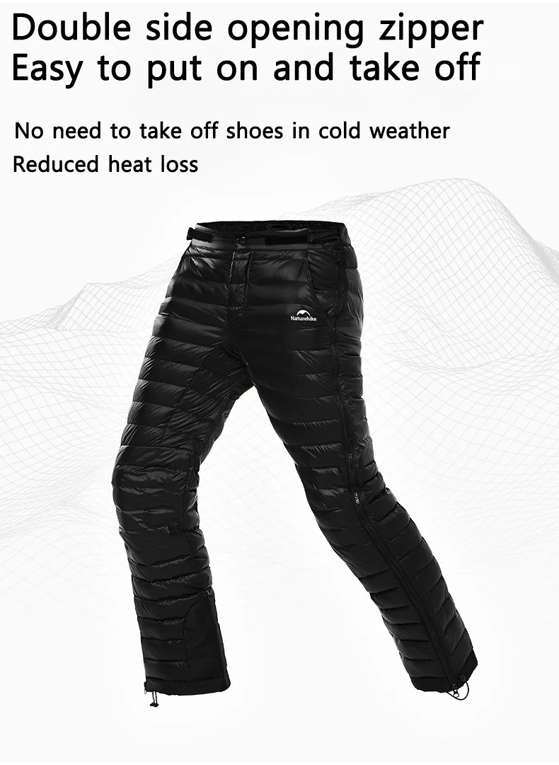 Description Picture 3 of itemNaturehike Duck Down Pants Men's Women's Puffy Pants Winter Warm Outdoor Men Women Ski Snow Pants Camping Hiking Thermal Pants