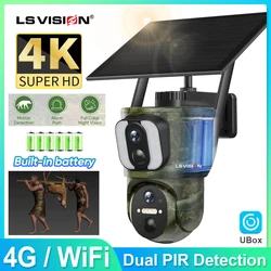 Ls Vision Solar Trail Camera 'S Outdoor 8mp 4K Dual Screen 4G/Wifi Cctv Camera Met Nachtzicht Beweging Geactiveerde Jacht Op Dieren In Het Wild