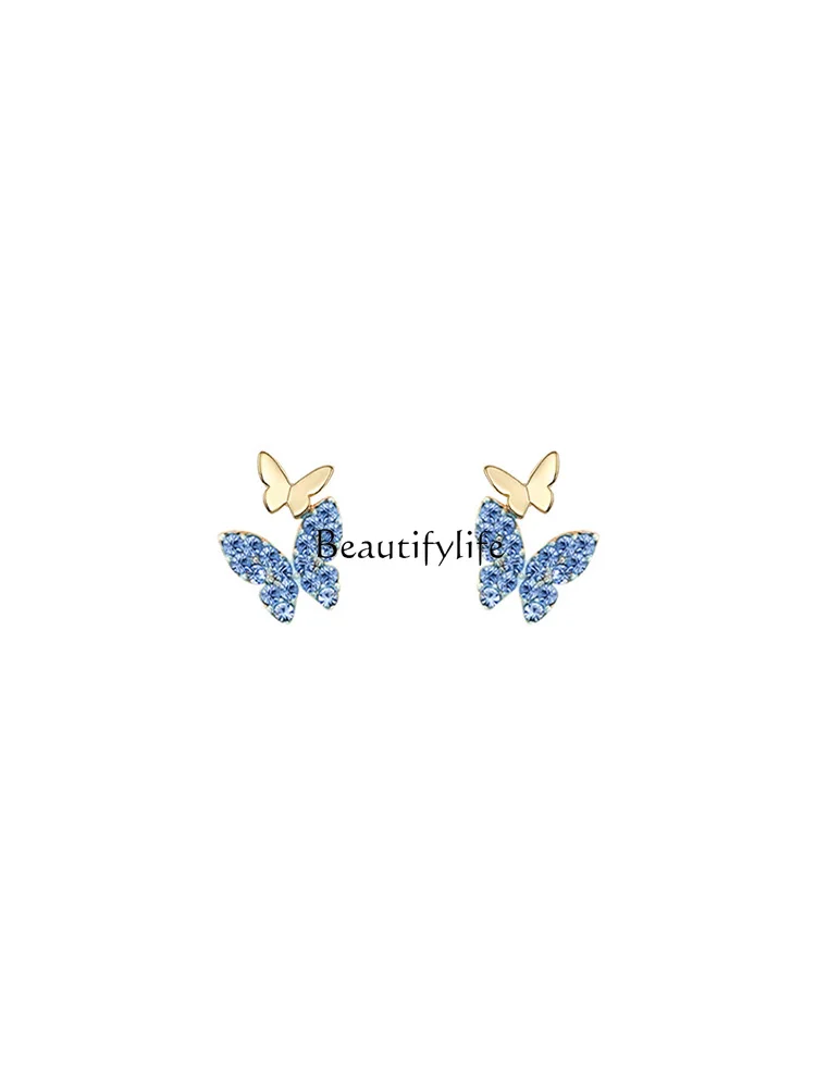 

Blue Butterfly Studs Exquisite High-Grade Temperamental Sterling Silver Earrings