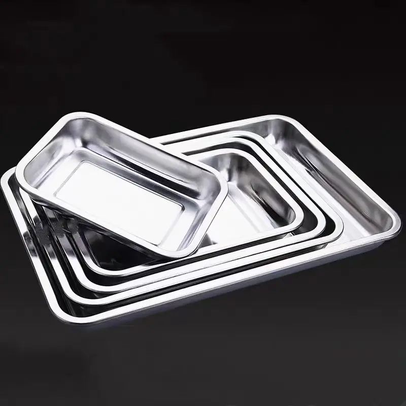 Laboratory stainless steel square tray rectangular tray 27 * 20 32 * 22 36 * 27 40 * 30 50 * 35 weighing tray disinfection tray