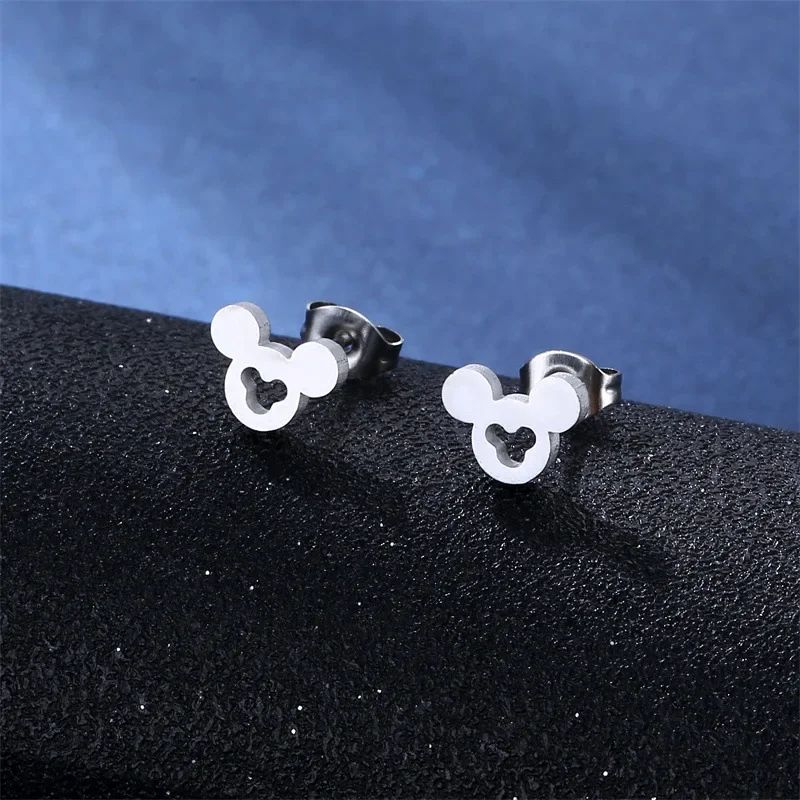 مجموعة مجوهرات بسيطة من الفولاذ المقاوم للصدأ ميكي ماوس وقلادات وأقراط للنساء والفتيات وإكسسوارات يومية وهدايا مجوهرات #6