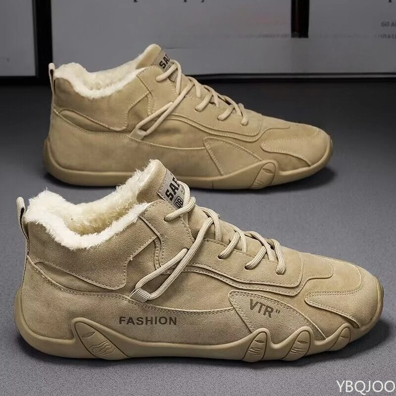 Winter men's round toe trendy versatile shoes anti slip thickened warm simple comfortable daily casual men's cotton shoes