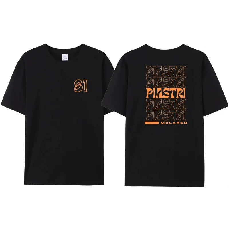 2024 New 81 Letter Men's Racing T-Shirt F-1 Oscar Piastri 81 Print F Racing 1 Fan Women's Harajuku Casual Cotton Tee