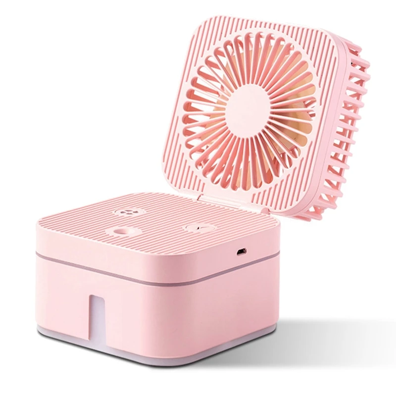 Portable Fan Table Misting Fan,Cooling Fan, 4 In 1 Mini Humidifier Spray Fan, Desk Lamp Bedroom Lamps Night Light