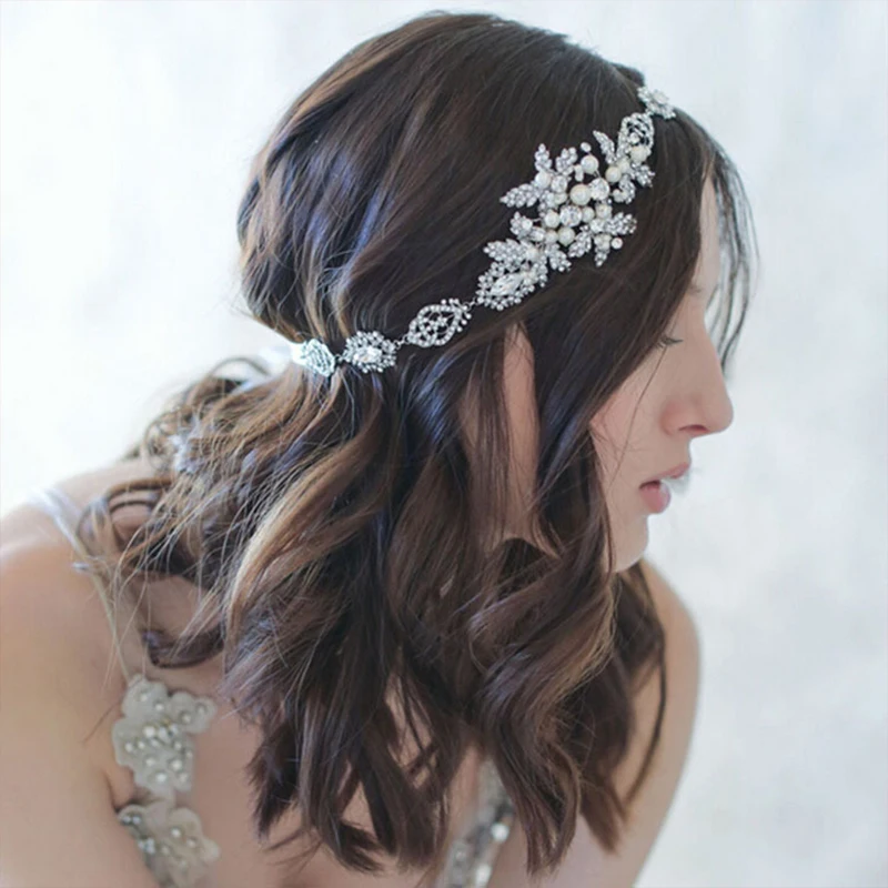 Art Deco Women 1920s Vintage Bridal Headpiece Costume Hair Accessories Flapper Great Gatsby Leaf Medallion White Pearl Headband