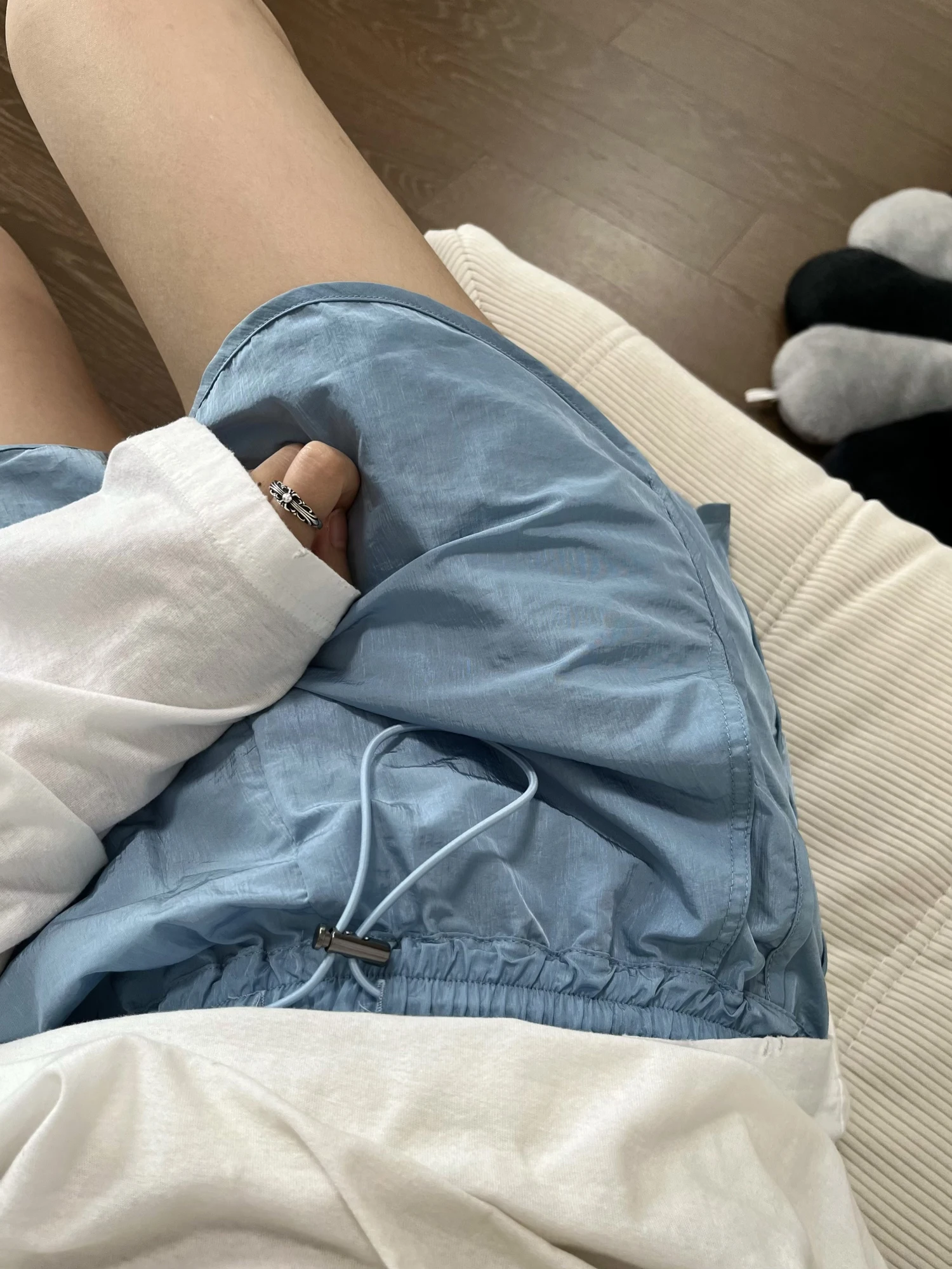 

Aboutkeke Summer Dopane Folded Nylon Laser Dstring Loose Women's Workwear Parachute orts Casual Pants l Waist