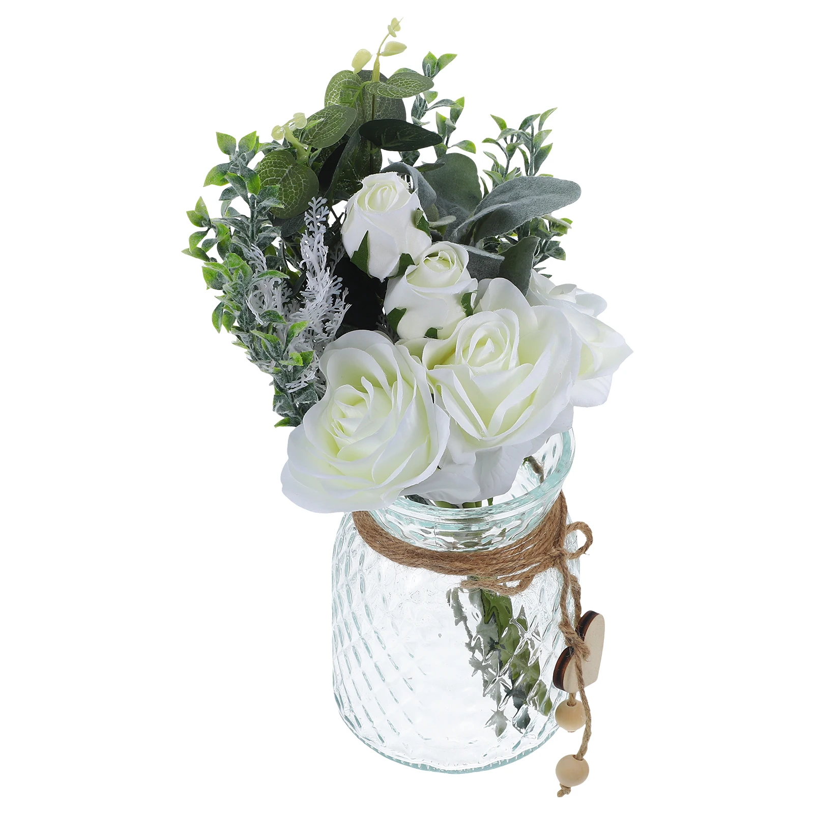 

Simulated Flower Decoration Artificial Stems with Vase Fake Flowers Decorate Bouquet Glass Table Centrepiece