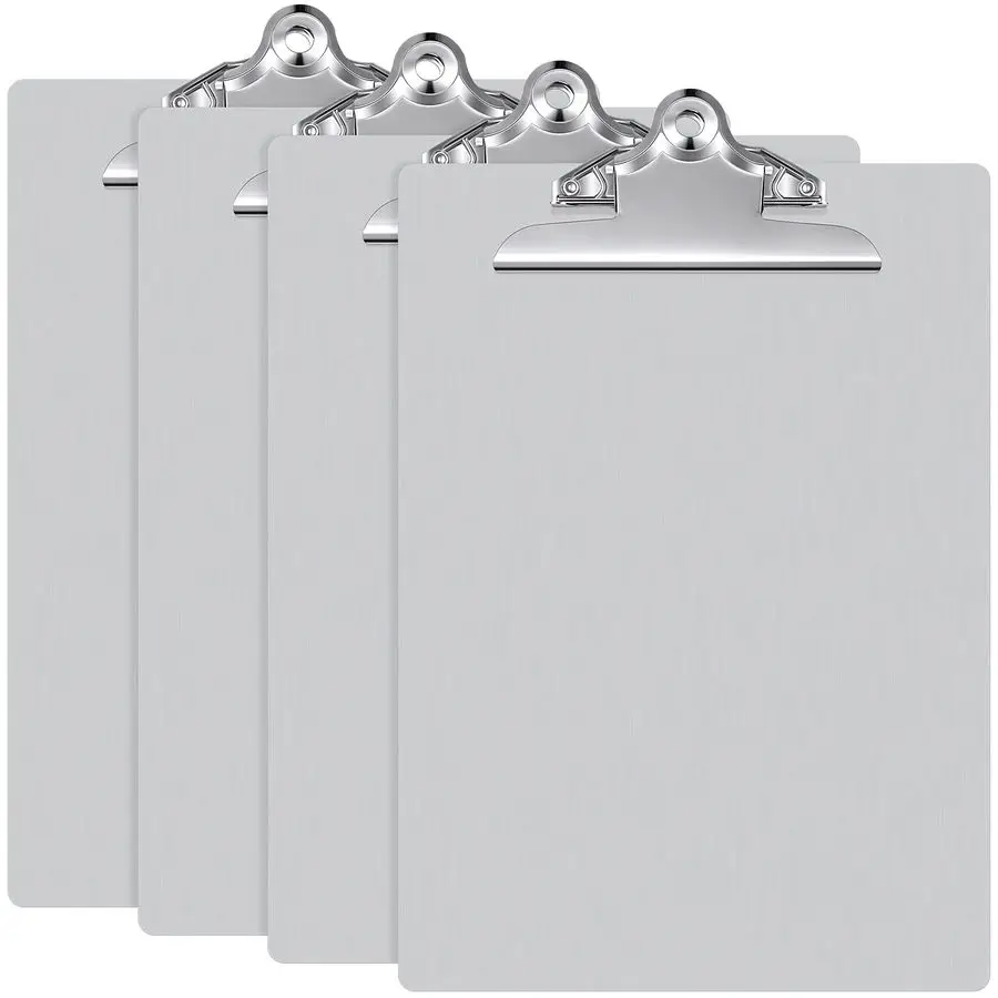 

4 Pcs Metal Clipboard Heavy Duty Aluminum Clipboards 12 x 9 Inch Metal Clip Board with Low Profile Clip A4 Letter Size Document