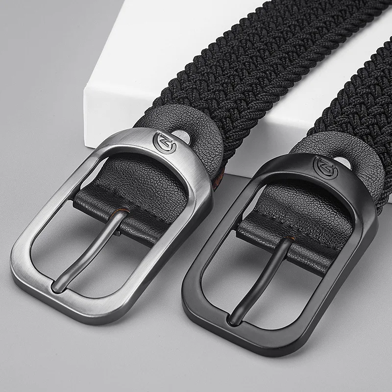 

Youth Student Knitted Belts Men Women Waistband Fashion Woven Buckle Belt Casual Plain Braided Waist Strap Length 105cm