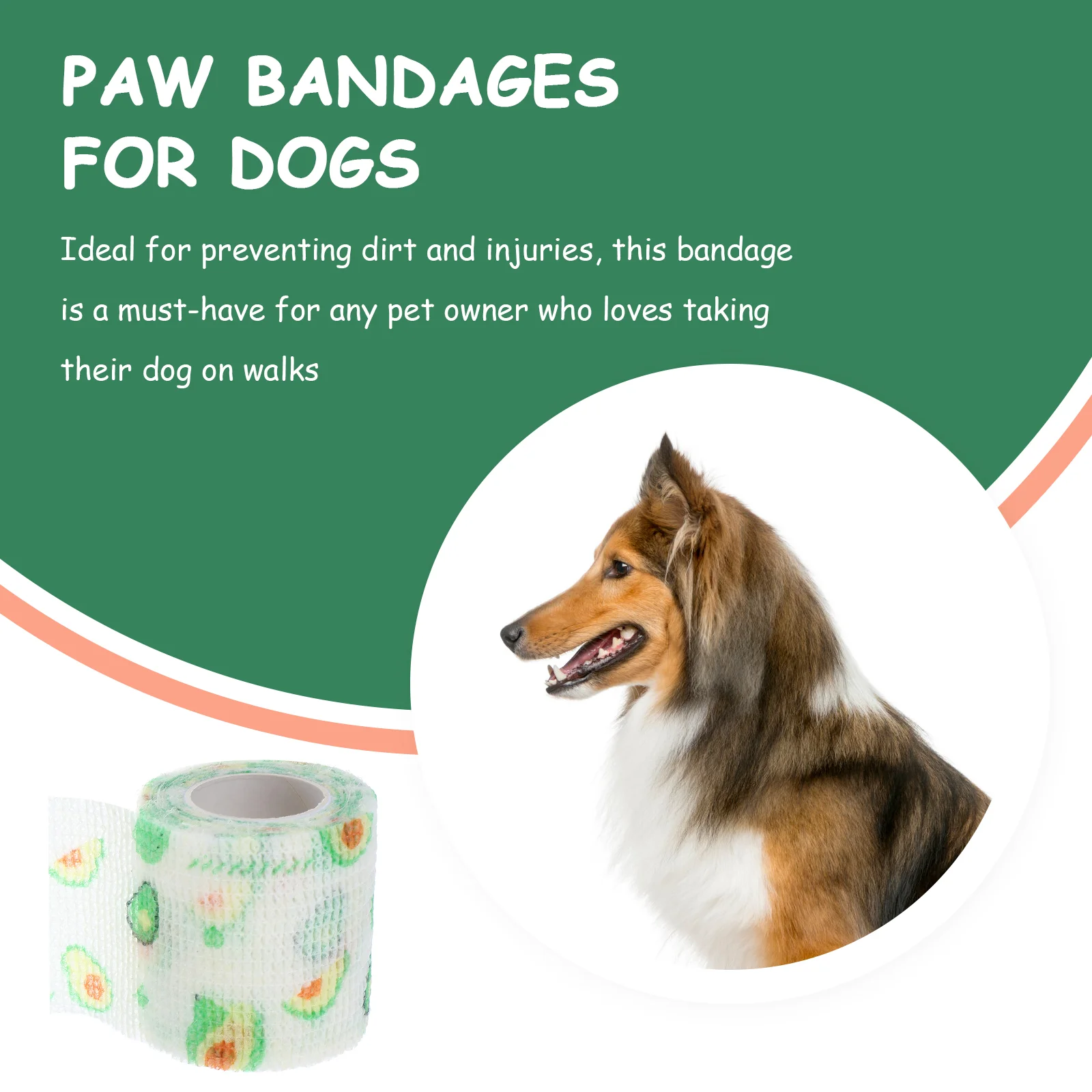 Pet Self Adherent Bandage Wrap Fruit Pattern Non-Woven Tape Bandage Wrap Cat Bandage Wrap Animal Tape for Dog Legs Paws Wounds