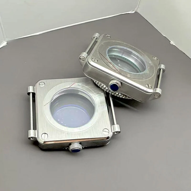 42mm シルバーシャドウ NH35 時計ケース スクエア ステンレススチール サファイアクリスタル NH35 NH36 7S26 4R35 4R36 自動巻きムーブメントに適合