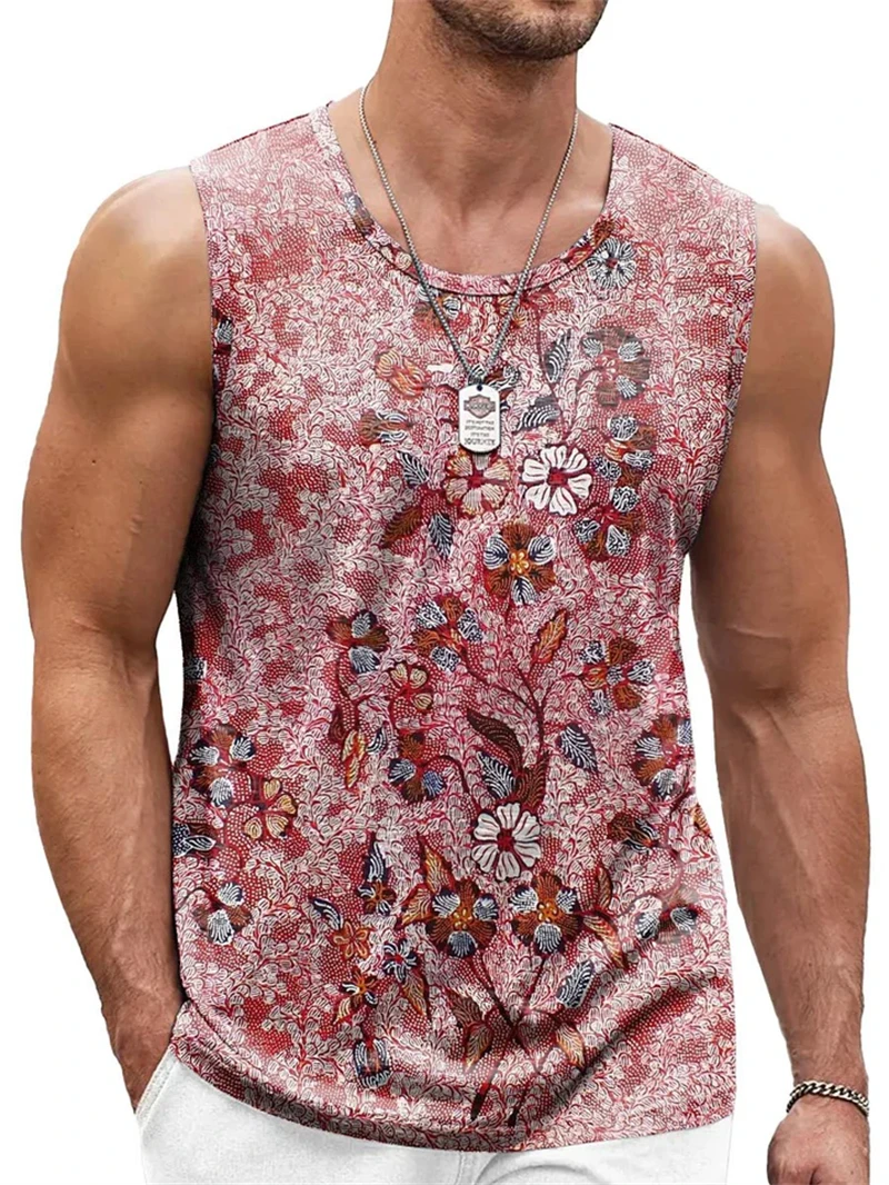

Men's 3D Printed Tank Tops Retro Ethnic Graphic Sleeveless Vest Summer Vacation Style Round Neck Trend Breathable Daily Clothing