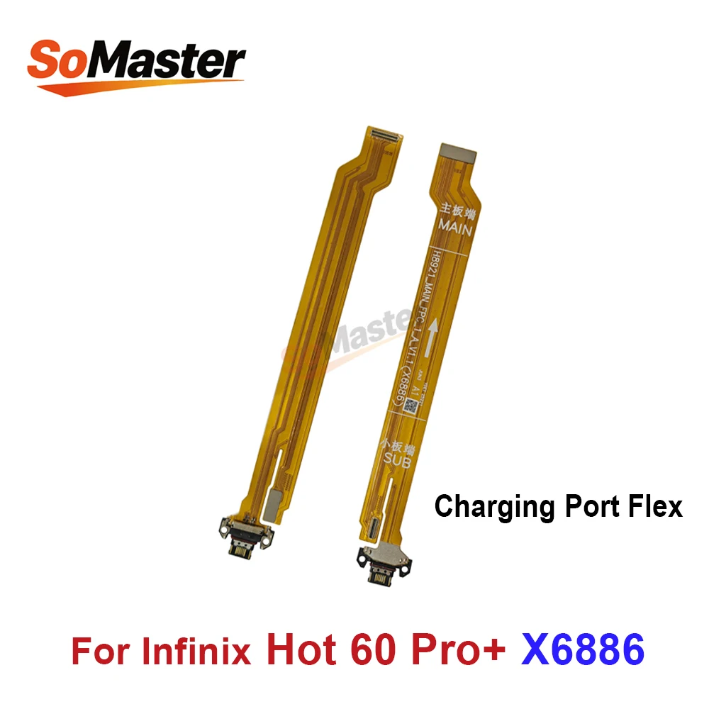 For Infinix Hot 60 Pro+ Plus X6886 USB Charging Charger Port Dock & SIM Card Reader Holder Connector Board Flex Cable Repair