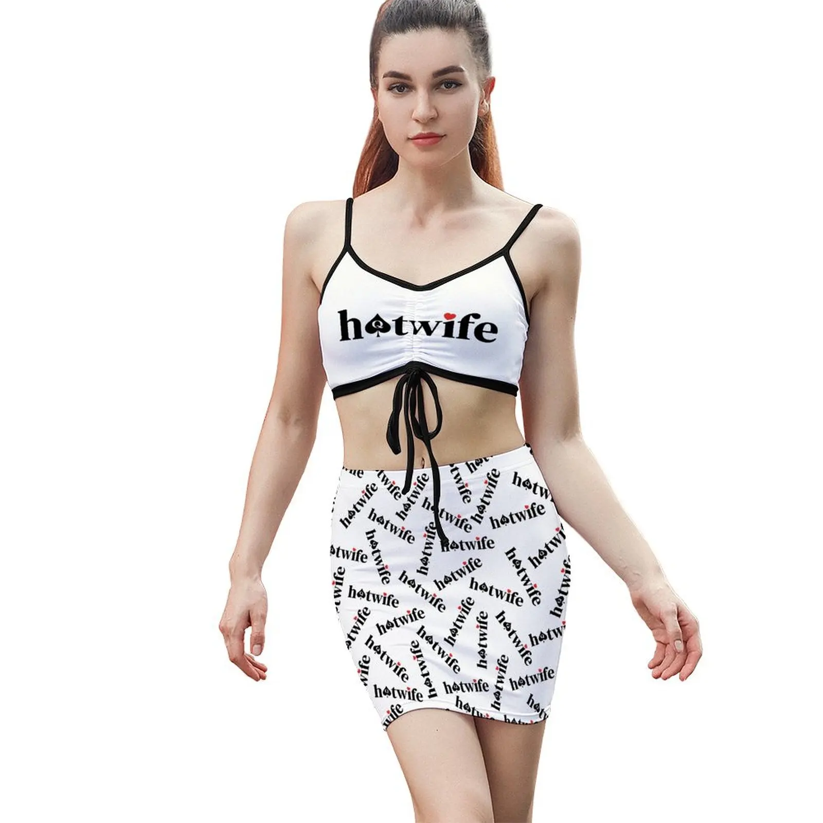

Women's Summer Hotwife Print 2 Piece Outfits Cami Crop Top Bodycon Skirt Mini Club Dress
