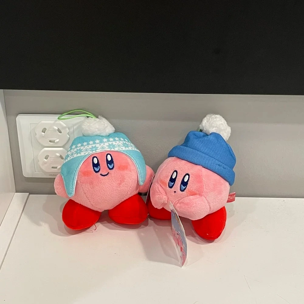 Kirby Plush Keychain Light Dark Blue Hat Scarf Earmuff Waddle Dee Backpack Pendant Collectible Ornament for Anime Fans