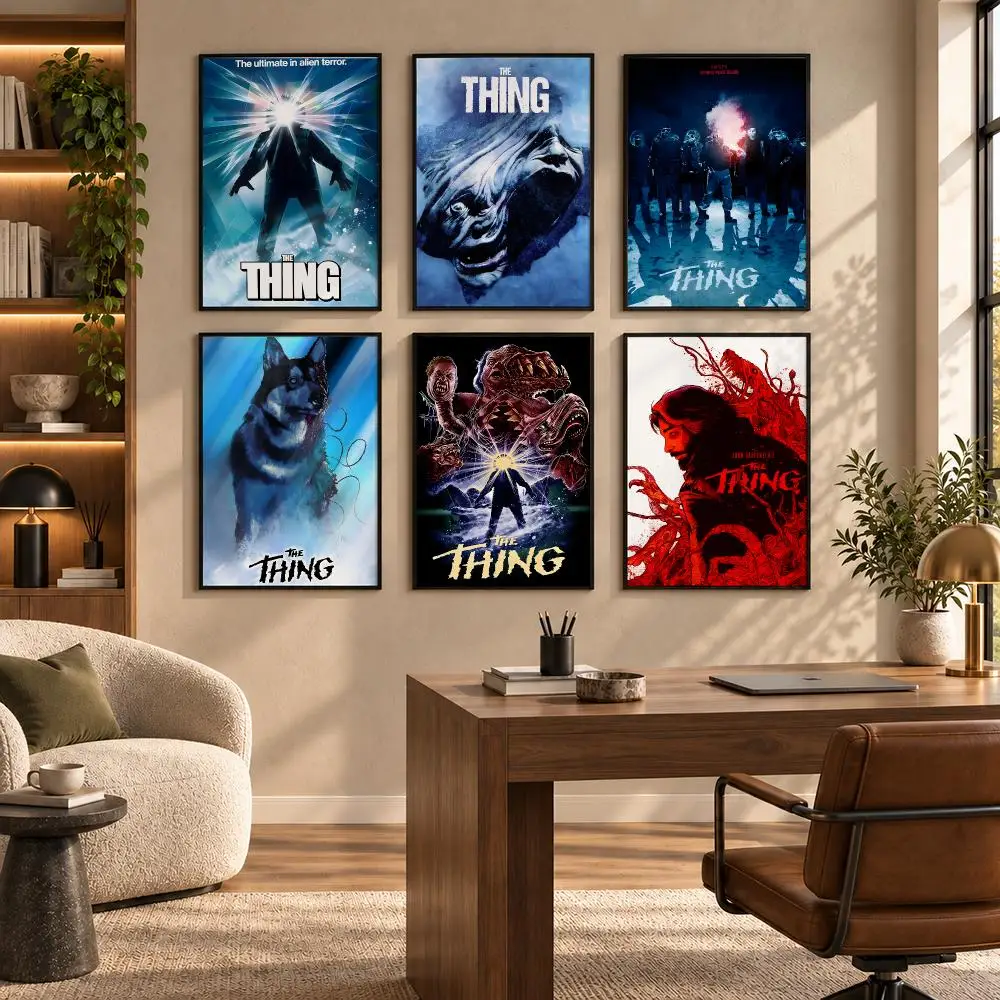 1982 Classic The Thing Horror Movie Canvas Poster Self-adhesive Art Waterproof Paper Sticker Coffee House Bar Room Wall Decor