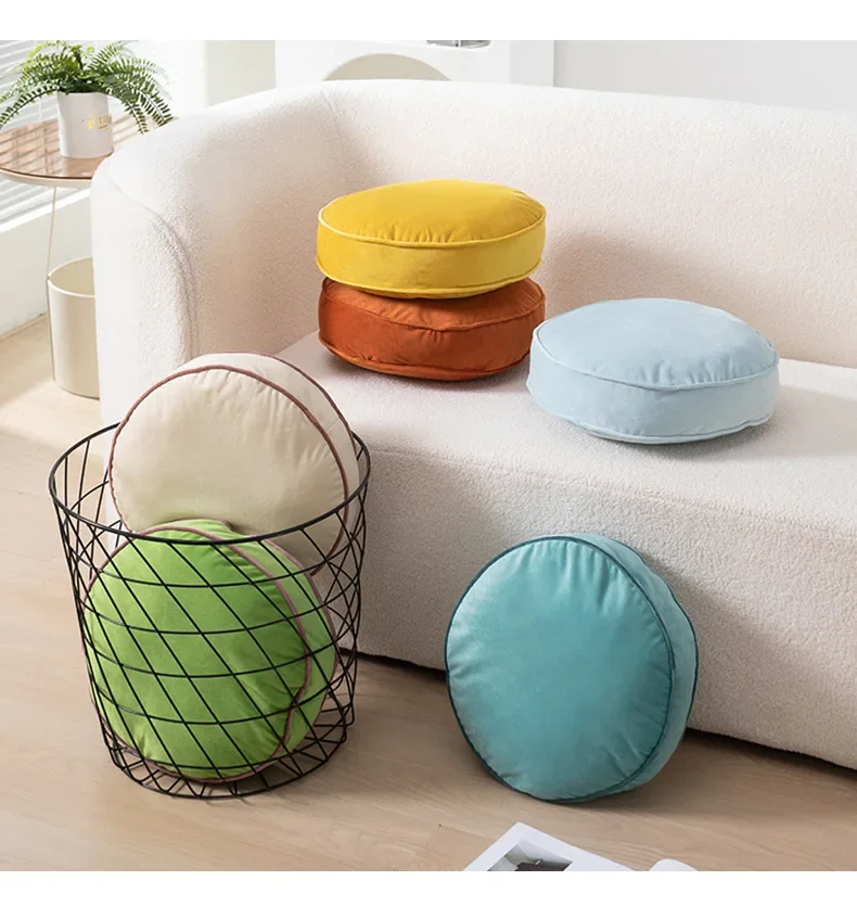 New Fresh Macaron Color Round Pillow Nordic Simple Style Soft Comfortable Plush Cushion Home Decor