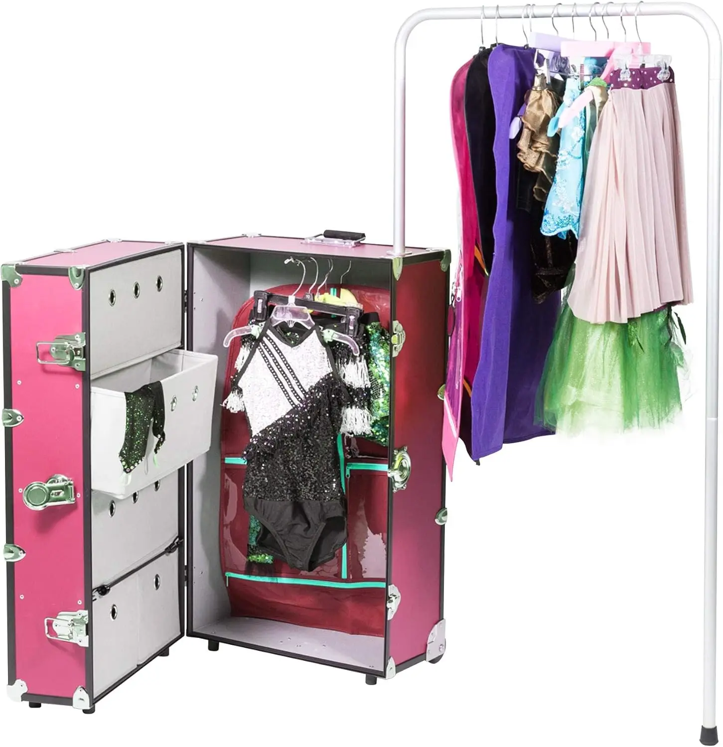 Dance Star Wardrobe Trunk With Mounted Wheels, Competitions, Recitals, & Performances 35