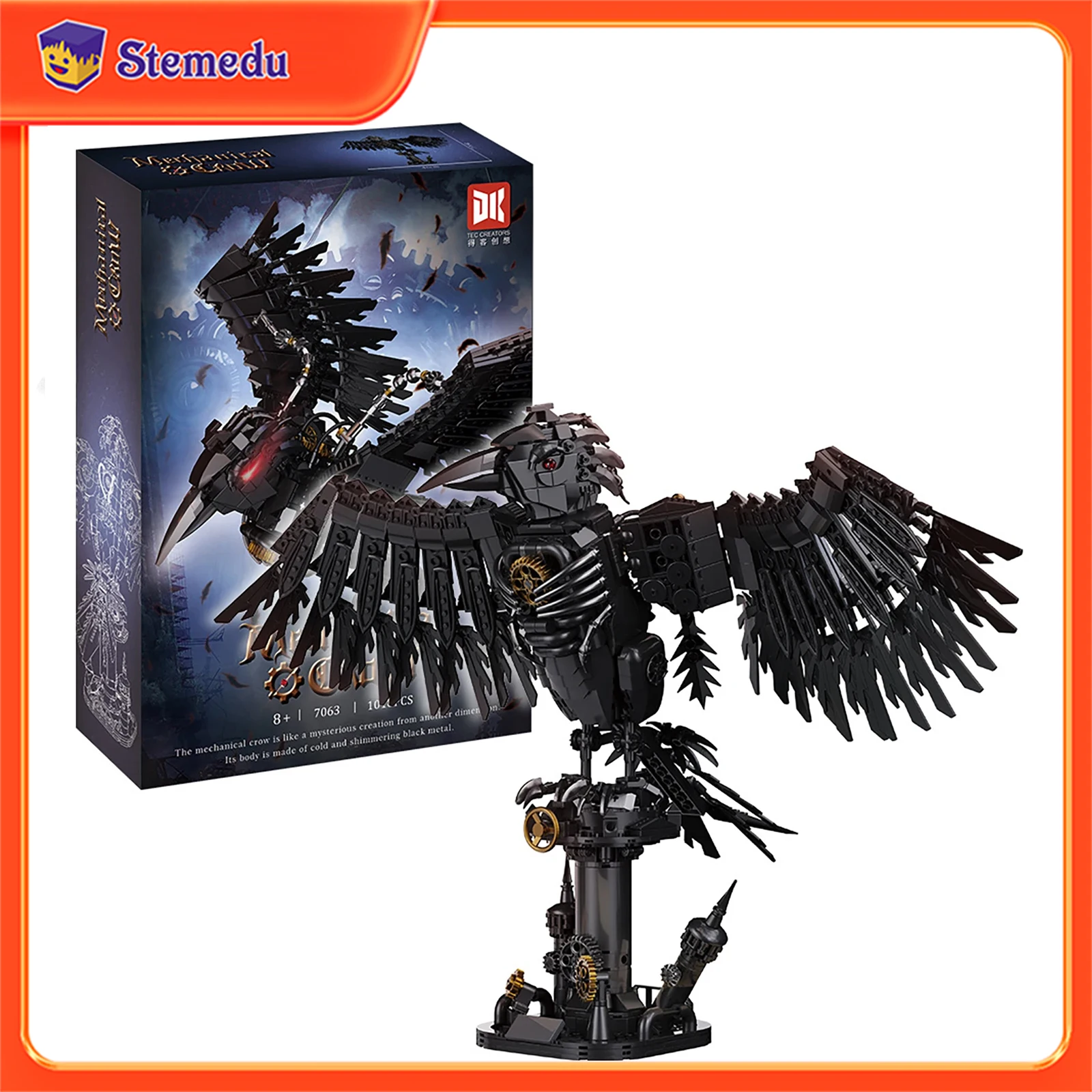 1018PCS Creative Technical  DK 7063 Mechanical Raven Building Blocks Creative DIY Model Kit Bricks Assembly Toy for Adult Kids