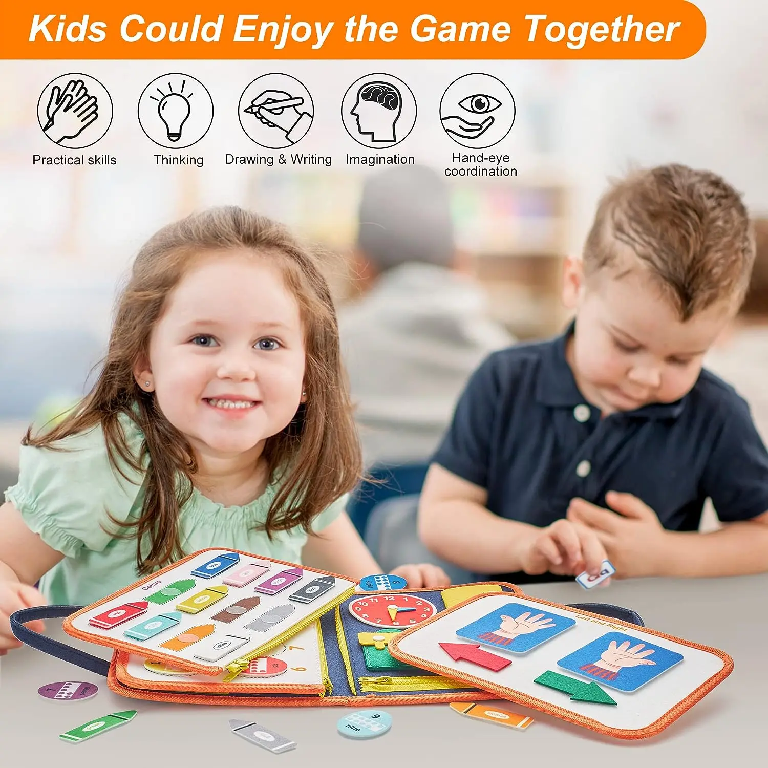 Children's Busy Board, Felt Learning Board, Puzzle and Early Education Toys, Hands, Brains, Dressing Life