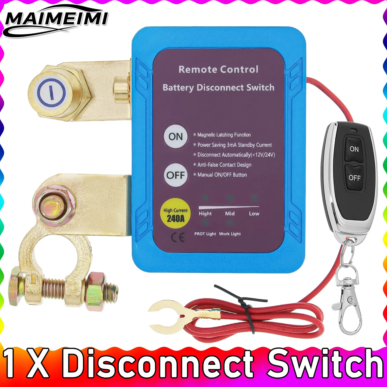 

12V 240A Kill Switch Remote Battery Disconnect Switch Automatic Power Shut Off Remote Control Switch for Car Truck Customized