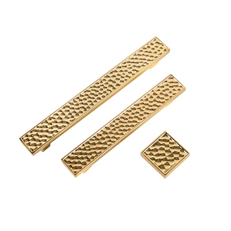 Gold Brass Furniture Handle Hammered Cabinet Knobs Textured Wardrobe Pulls Old-Silver Antique Drawer Dresser Bar Handle