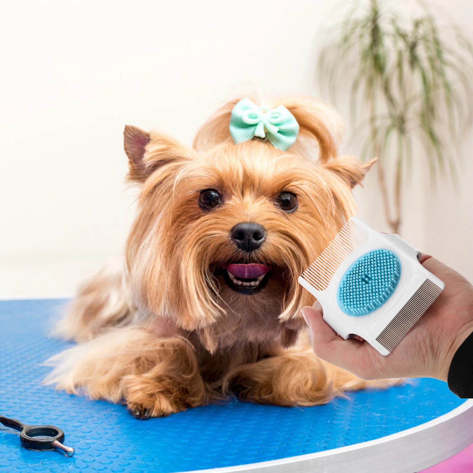 

2Pcs Pet Comb Premium Silicone Grooming Tool Cat Hairbrush Effective Floating Hair Removal Ergonomic Handle Long Medium Hairs