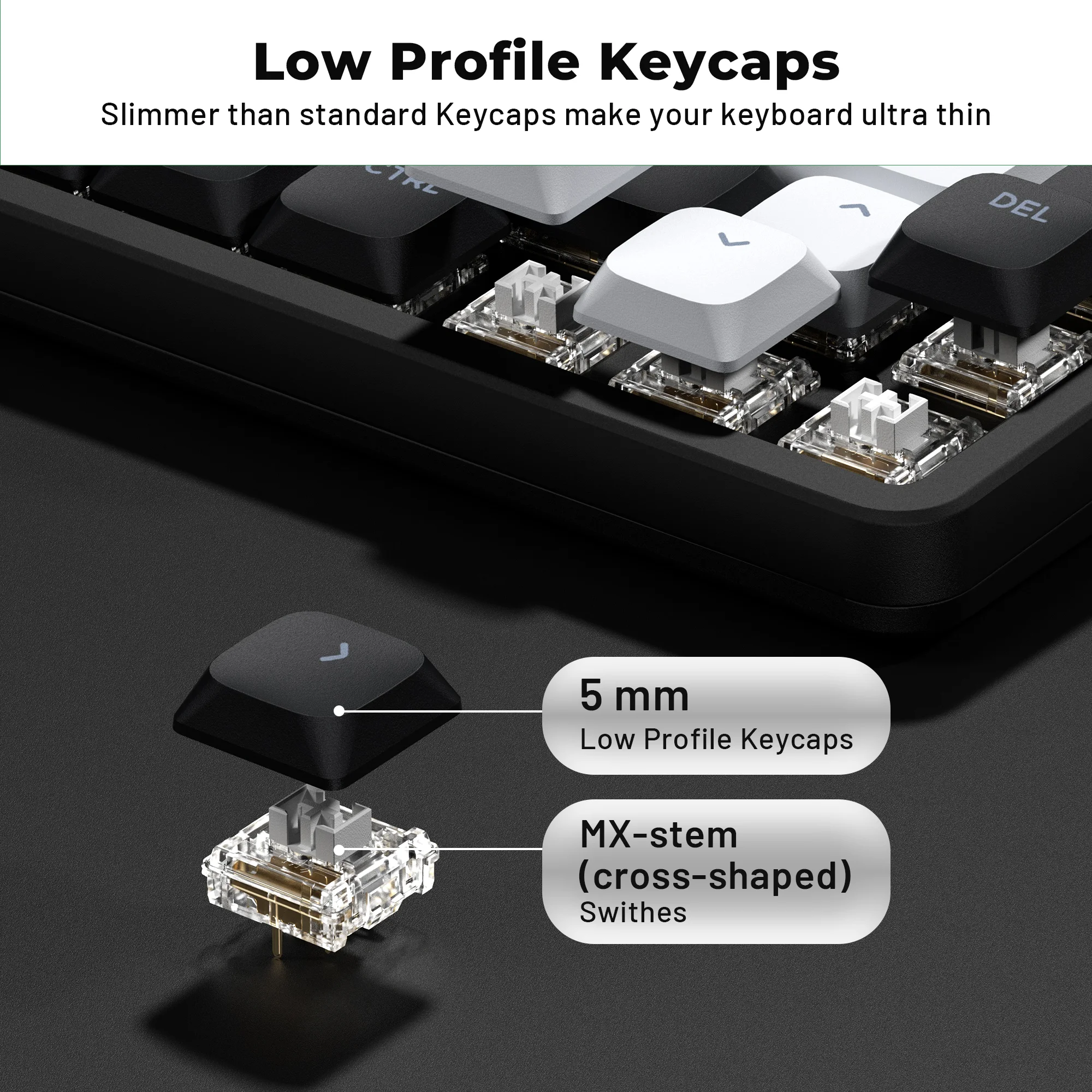 XVX Keycaps 118 Keys Horizon Low Profile Keycaps Uniform Profile Double-Shot Keycap Set Game Mechanical Keyboard Skyline Keycaps