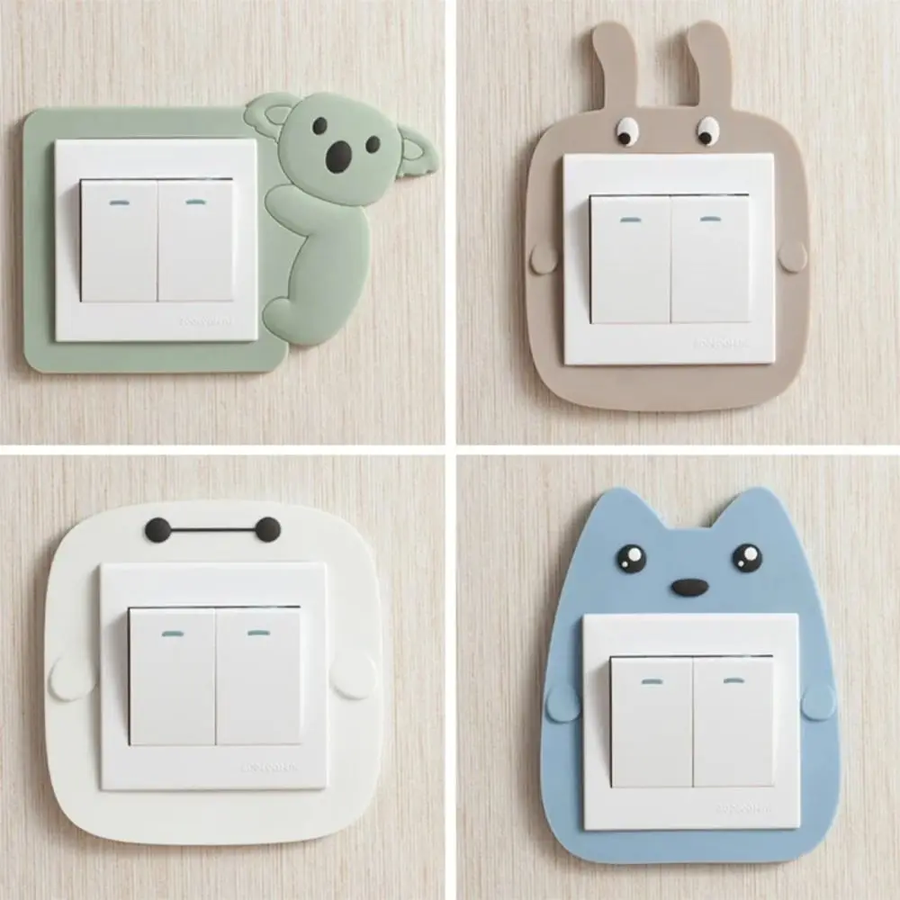 Silicone Switch Stickers Luminous Cartoon Power Socket Stickers Removable Soft Switch Protective Cover Living Room