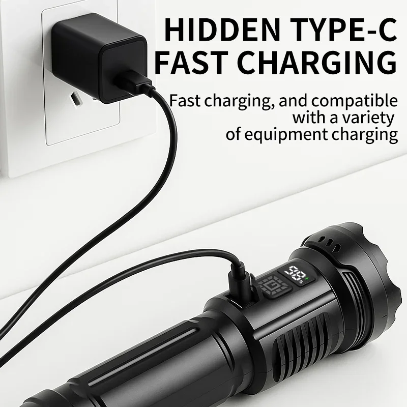 CY-016 ABS 1800 mAh 7 * مصباح ليد جيب نوع C قابلة للشحن مقاوم للماء مع ضوء جانبي إضاءة خارجية المشي لمسافات طويلة ضوء التخييم الخفيفة #4