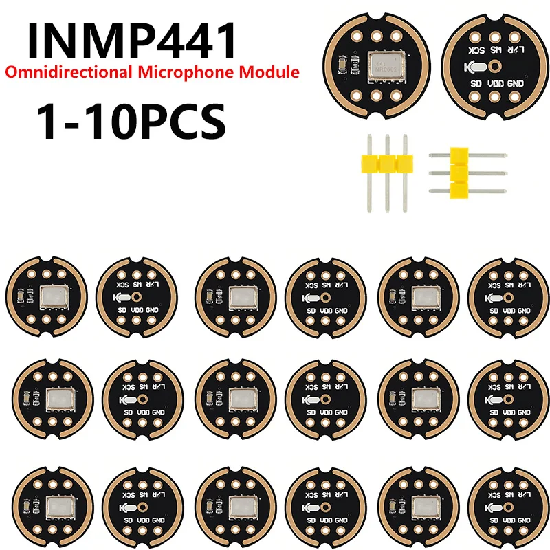 Módulo de microfone omnidirecional xcw inmp441, interface i2s, baixa potência, mems, módulo de sensor de saída digital de alta precisão, 1-10 peças