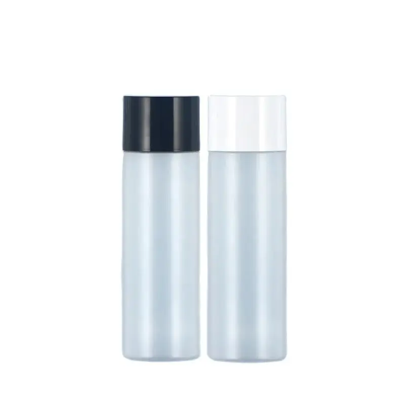 20Pcs Frost PET Refillable Bottles 30ml 50ml100ml120ml150ml Black White Lid Cosmetic Packaging Empty Clear Plastic Toner Bottles