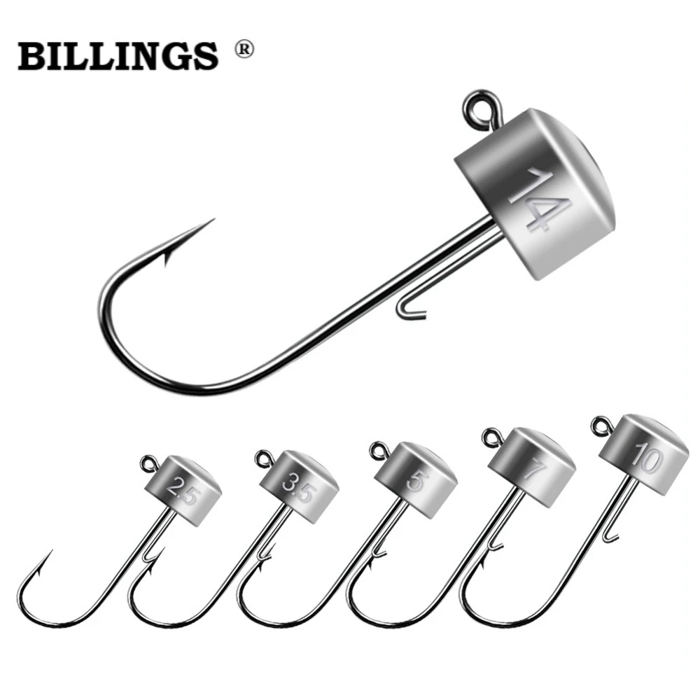 BILLINGS 10er-Pack interne Blei-Jigköpfe 2,5g–14g, reißfeste Köderhaken, zylindrische Jigköpfe, Haken für Gummiköder
