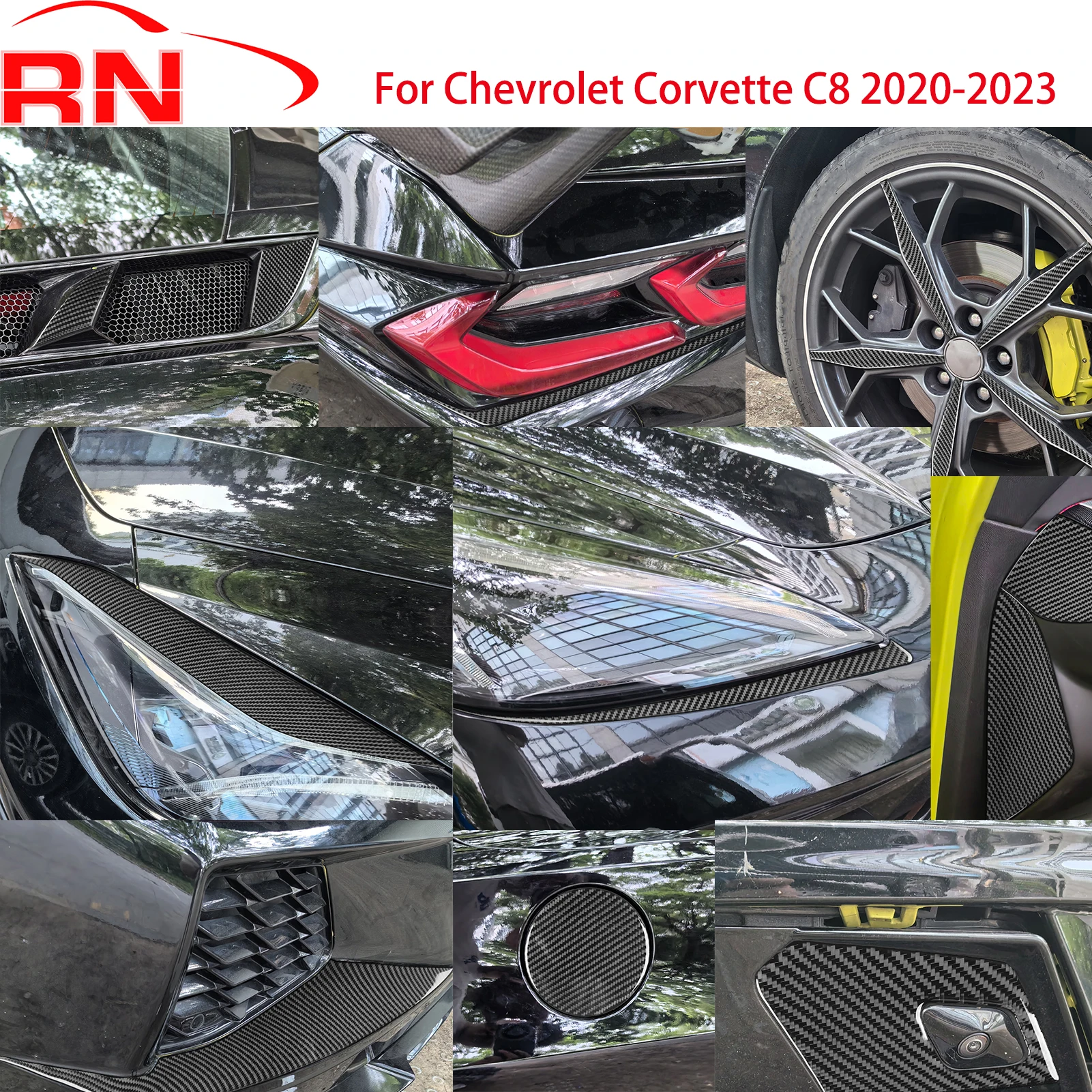 

Для Chevrolet Corvette C8 2020-2024, автомобильные аксессуары из углеродного волокна, Отделка приборной панели, консоль переключения передач, наклейка на весь интерьер