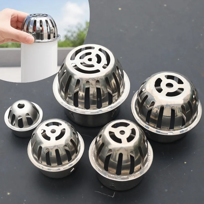 Stainless Steel Drainage Cover 50-90mm Convex Dome Gutter Guard Rust Resistant Anti Clogging Leaf Filter for Outdoor RoofBalcony