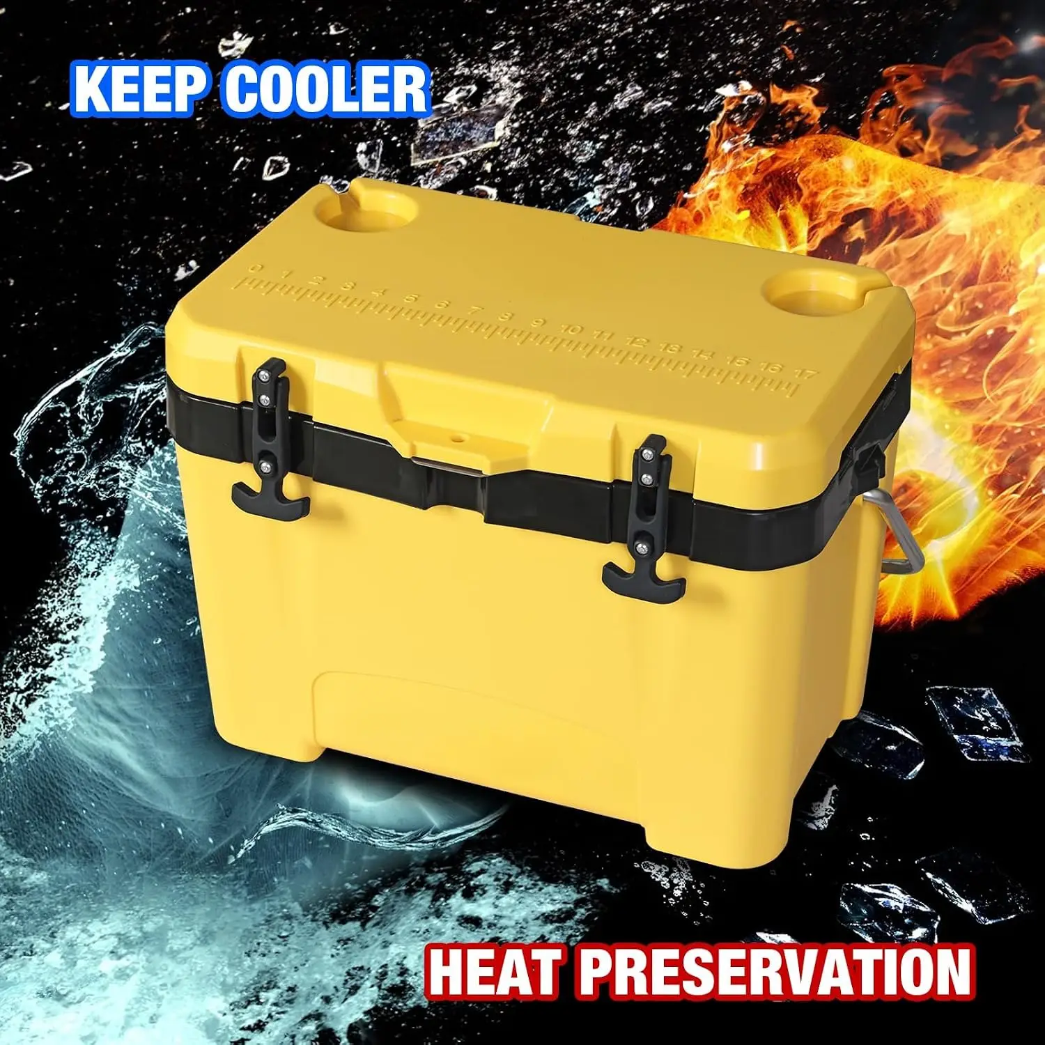 27 Quart Ice Cooler, Portable Ice Chest Hard Cooler Box With Retention Insulation And Heavy Duty Handle For Camping, Picnic