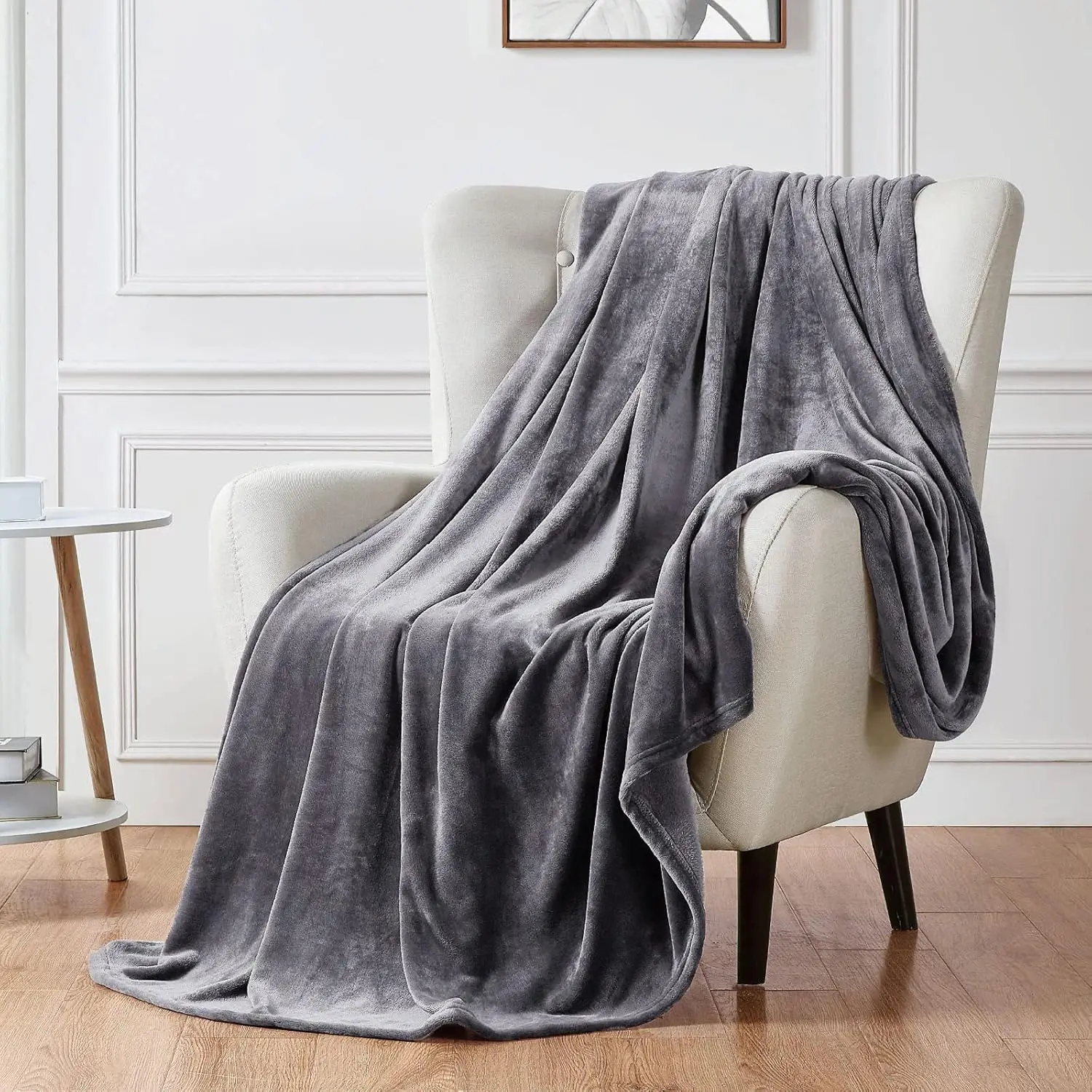 

Fleece Blanket Plush Throw Fuzzy Lightweight (Xl-Twin Size 66X90 Dark Grey) Super Soft Microfiber Flannel Blankets For Couch,