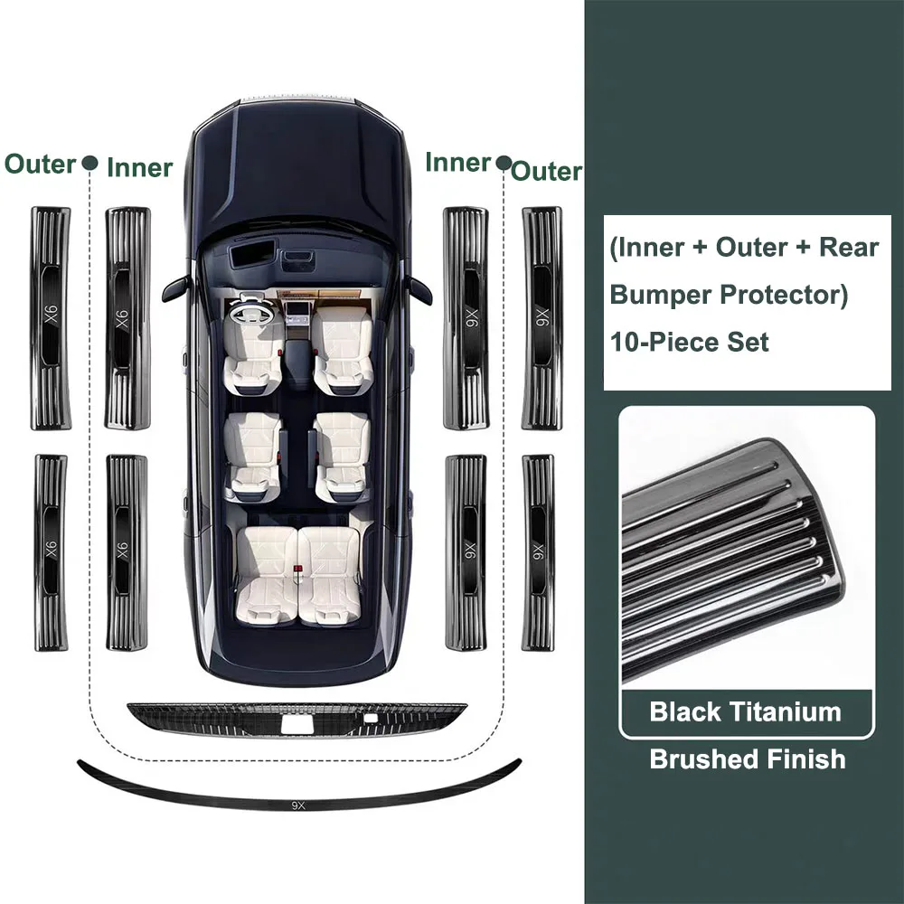 For ZEEKR 9X 2025 2026  Door Sill Strip Stainless Steel Welcome Pedal Trunk Guard Interior Modification Accessories